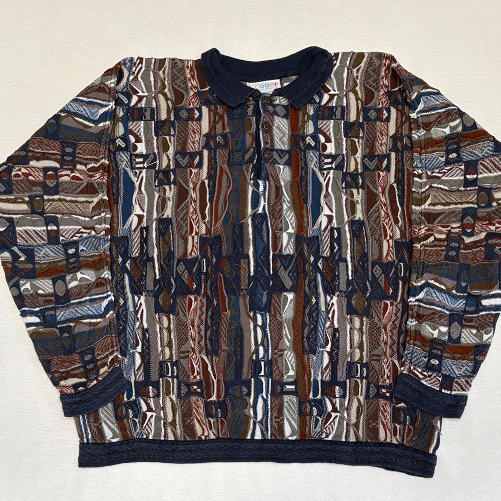 Authentic COOGI Vintage Polo Sweater- 3D Knit
